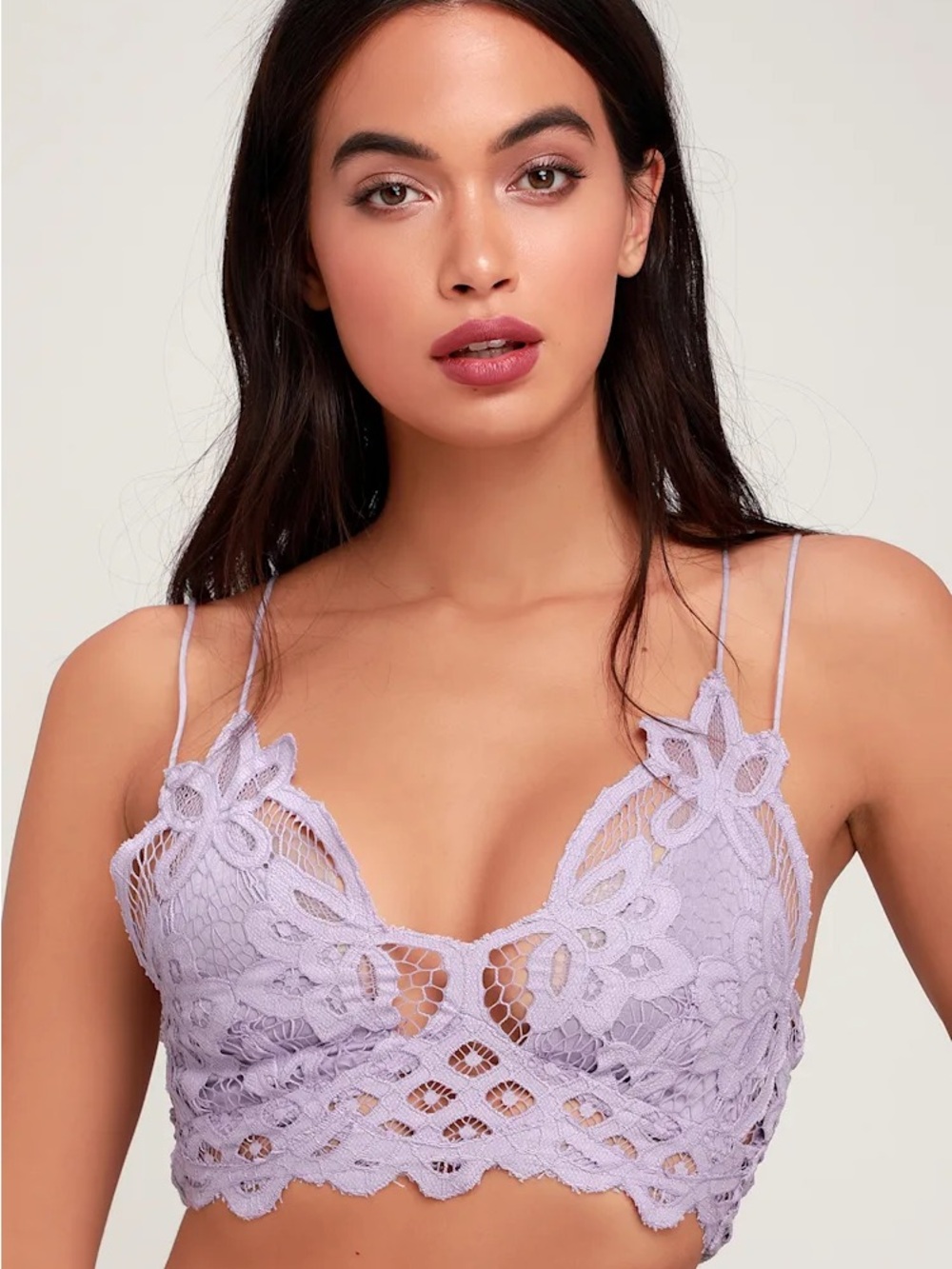 Free people Lace Bralette in Lilac - Delicate Floral Crochet